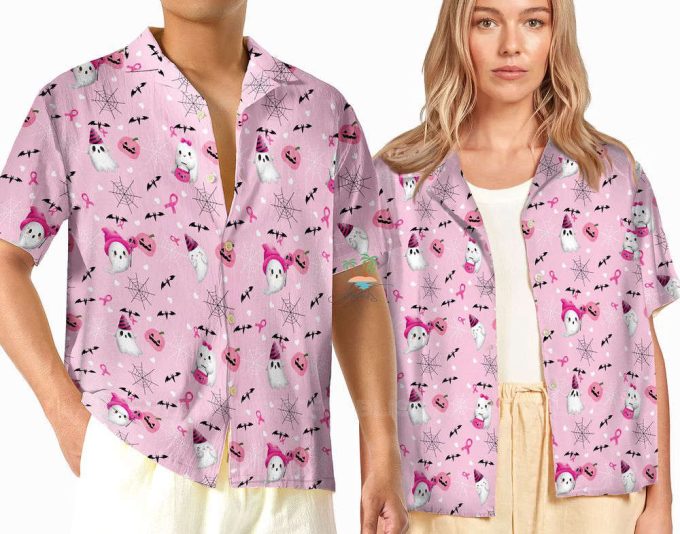 Halloween Boo Breast Cancer Awareness Hawaiian Shirt 2