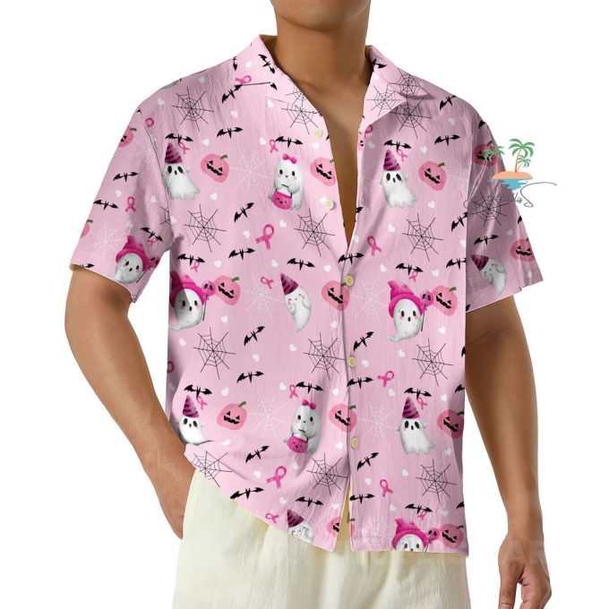 Halloween Boo Breast Cancer Awareness Hawaiian Shirt 3