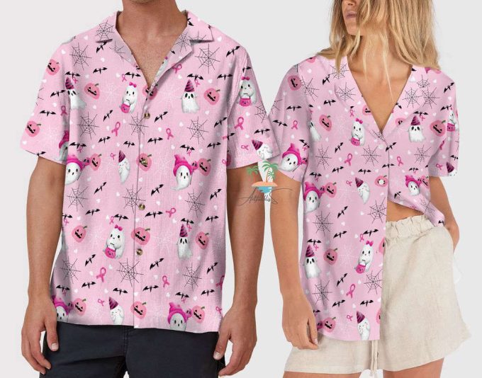 Halloween Boo Breast Cancer Awareness Hawaiian Shirt 4