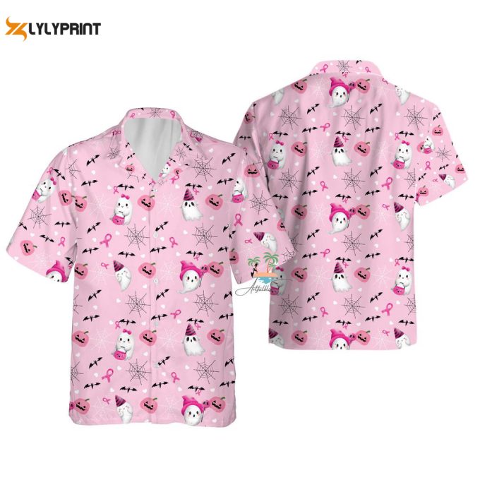 Halloween Boo Breast Cancer Awareness Hawaiian Shirt 1