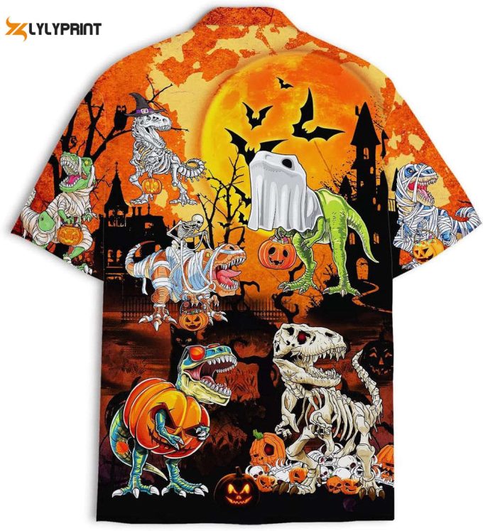 Halloween Dinosaur Hawaiian Shirt, Horror Aloha Shirt 2