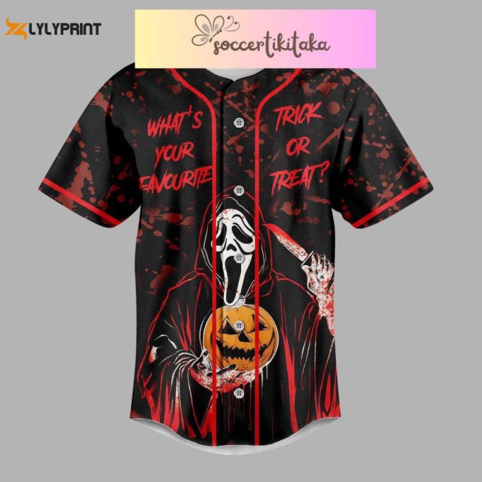 Halloween Ghostface Jersey Shirt, Trick Or Treat Shirt, Scream Movie Baseball Shirt, Halloween Jersey Shirt 2