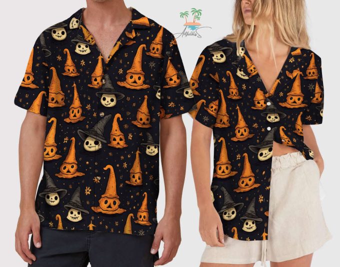 Halloween Witches Hawaiian Shirt, Retro Spooky Season Hawaiian Shirts, Halloween Clothes Horror Shirt 2