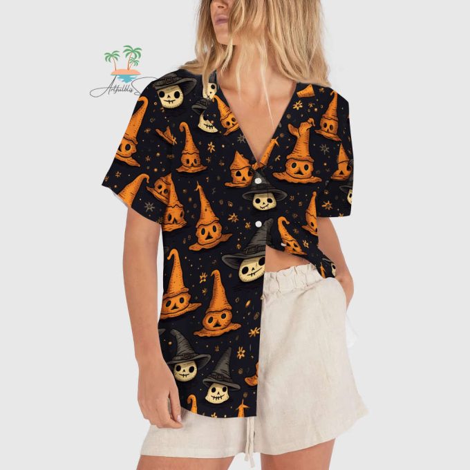 Halloween Witches Hawaiian Shirt, Retro Spooky Season Hawaiian Shirts, Halloween Clothes Horror Shirt 3