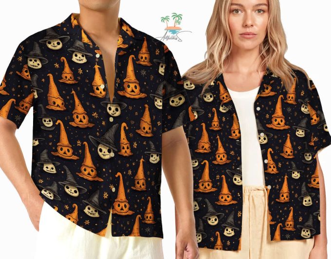 Halloween Witches Hawaiian Shirt, Retro Spooky Season Hawaiian Shirts, Halloween Clothes Horror Shirt 4