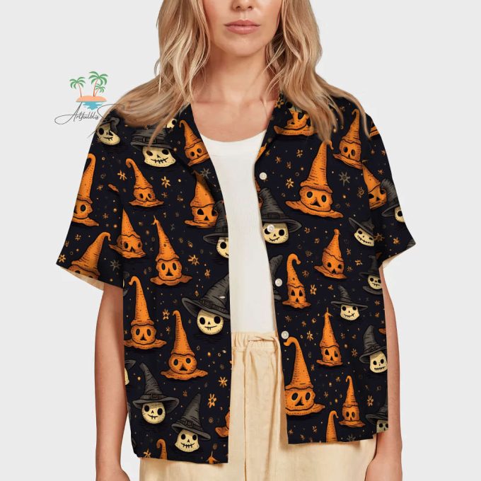 Halloween Witches Hawaiian Shirt, Retro Spooky Season Hawaiian Shirts, Halloween Clothes Horror Shirt 5