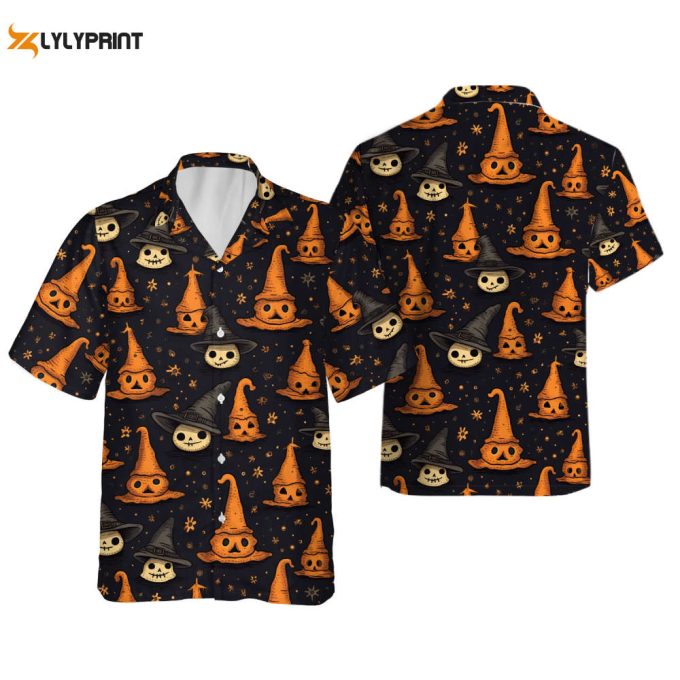 Halloween Witches Hawaiian Shirt, Retro Spooky Season Hawaiian Shirts, Halloween Clothes Horror Shirt 1