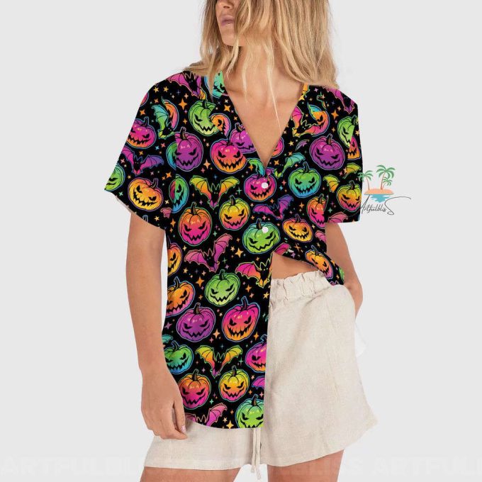 Hippie Halloween Bat Hawaiian Shirt, Trick Or Treat Shirt 3