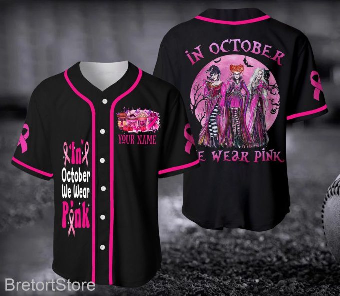 Hocus Pocus Baseball Jersey, Halloween Shirt, Breast Cancer Jersey, Sanderson Sister 3