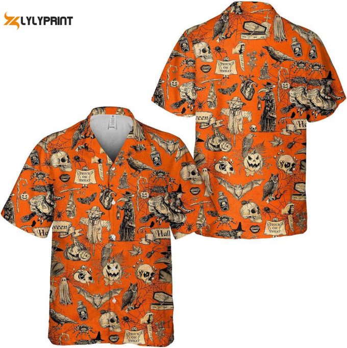 Horror Skull Halloween Hawaiian Shirt, Horror Aloha Shirt 2