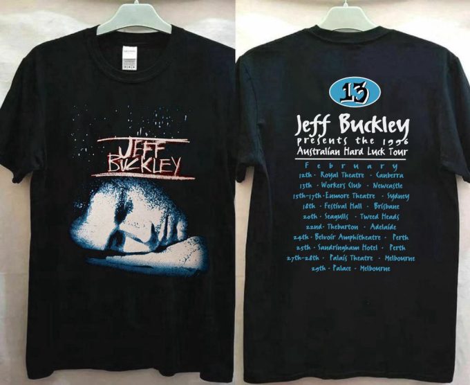 Jeff Buckley Hard Luck Tour 1996 Black T-Shirt, 90S Jeff Buckley Concert T-Shirt, Jeff Buckley Lover Gift, Great Gift For Fan 2