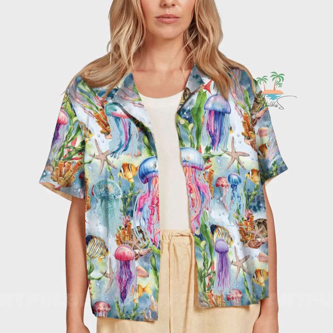 Jellyfish Ocean Animal Hawaiian Shirt, Jellyfish Lover Aloha Hawaii 7