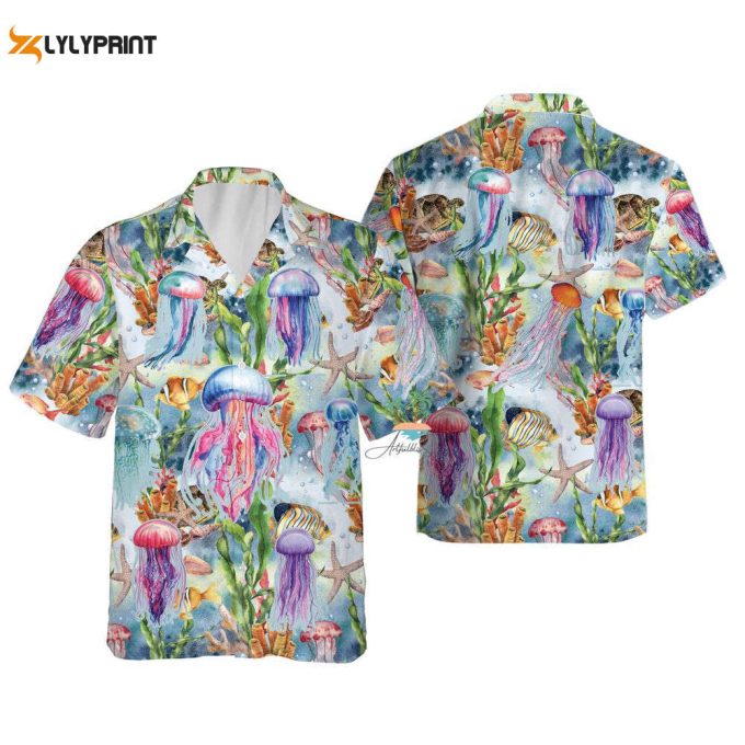 Jellyfish Ocean Animal Hawaiian Shirt, Jellyfish Lover Aloha Hawaii 1