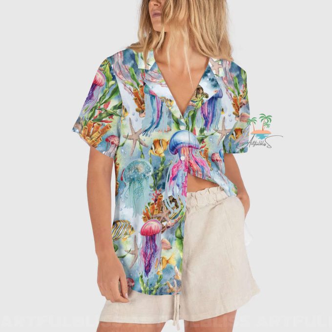 Jellyfish Ocean Animal Hawaiian Shirt, Jellyfish Lover Aloha Hawaii 3