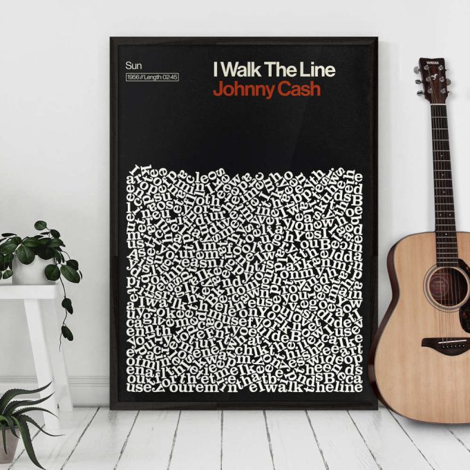 Johnny Cash Poster, I Walk The Line Print, Song Lyrics Poster 3