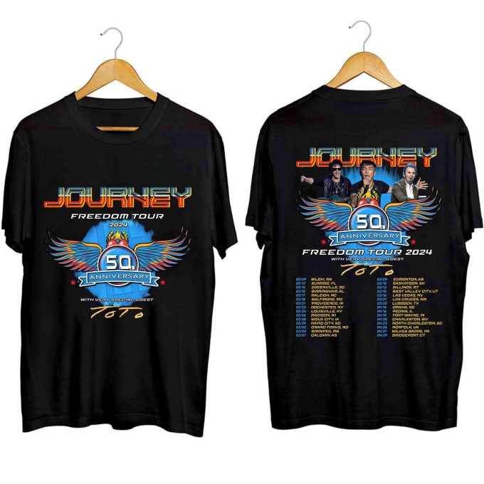 Journey Freedom Tour 2024 Shirt, Journey With Toto 2024 Concert Shirt, Journey Band Fan Shirt, Journey Shirt Gift 1