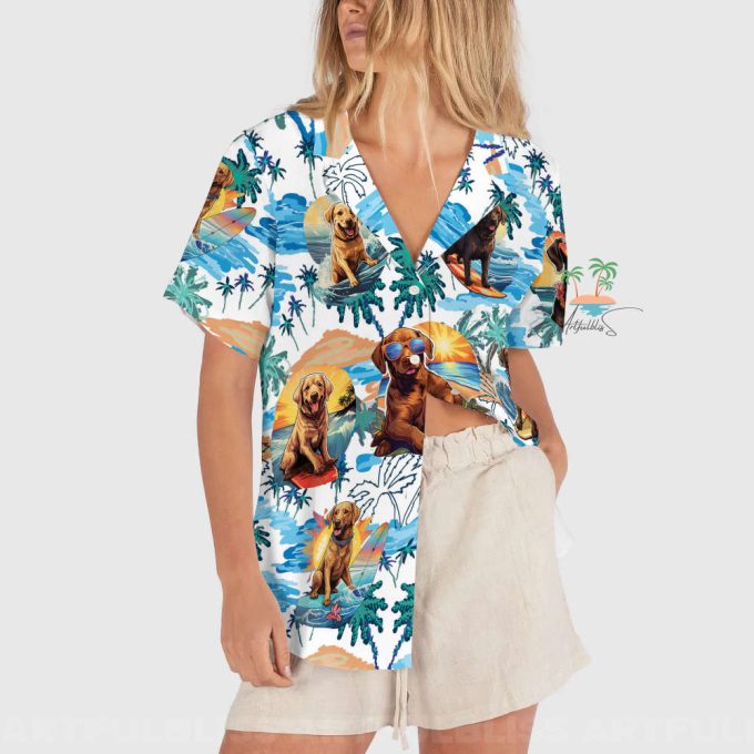 Labrador Beach Hawaiian Shirt, Labrador Aloha Vacation Shirts 3