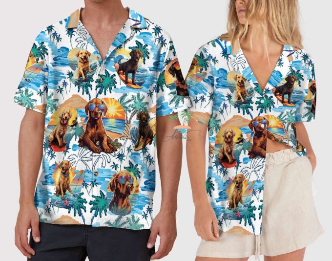 Labrador Beach Hawaiian Shirt, Labrador Aloha Vacation Shirts 5