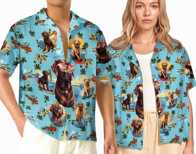 Labrador Beach Life Teal Hawaiian Shirt 2