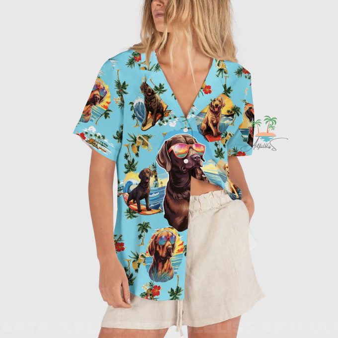 Labrador Beach Life Teal Hawaiian Shirt 3