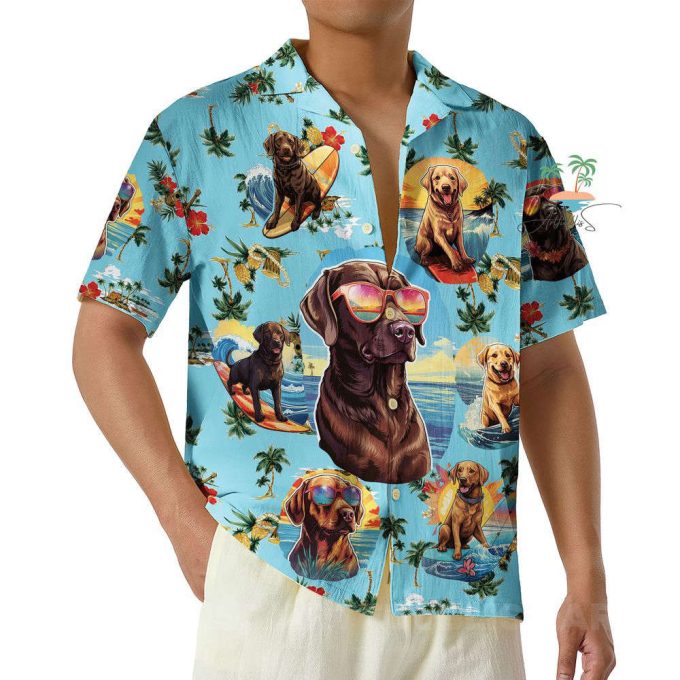 Labrador Beach Life Teal Hawaiian Shirt 4