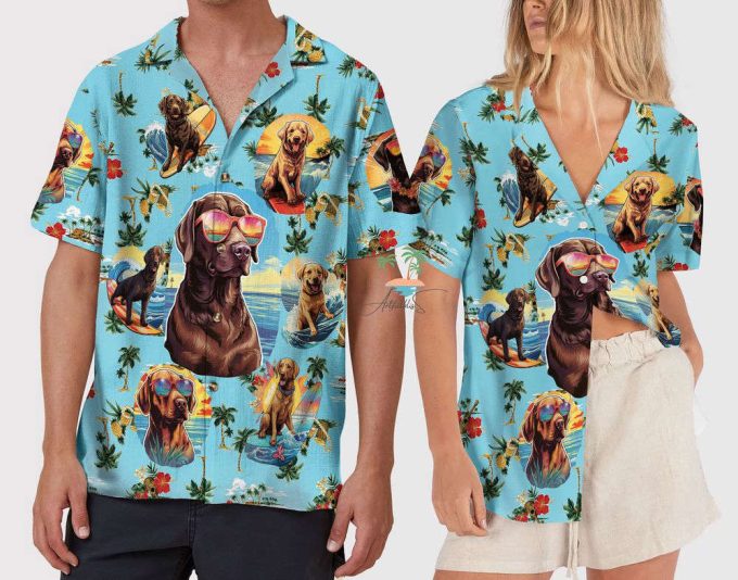 Labrador Beach Life Teal Hawaiian Shirt 5