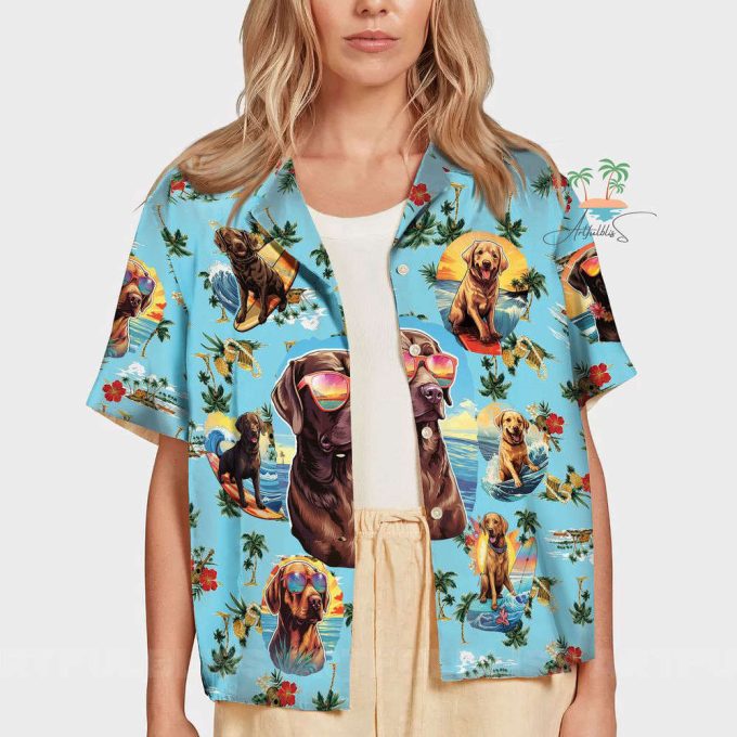 Labrador Beach Life Teal Hawaiian Shirt 7