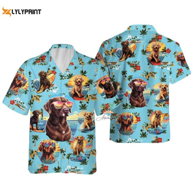 Labrador Beach Life Teal Hawaiian Shirt 1