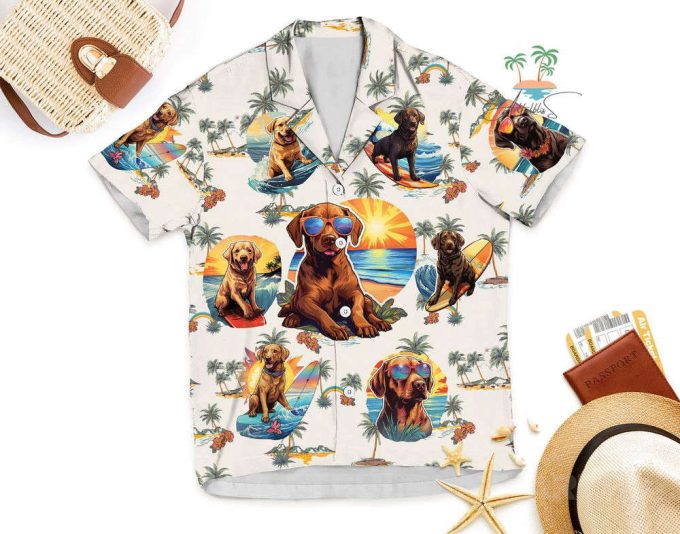 Labrador Tropical Palm Hawaiian Shirt, Labrador Retriever Beach Vacation 6