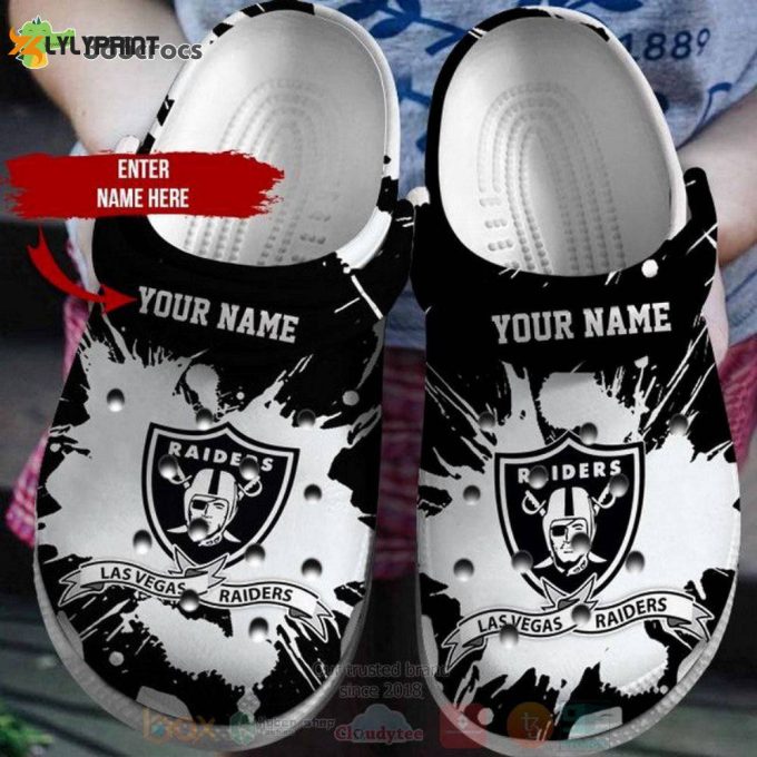 Las Vegas Raiders Nfl Custom Name Crocs Clog Shoes 1