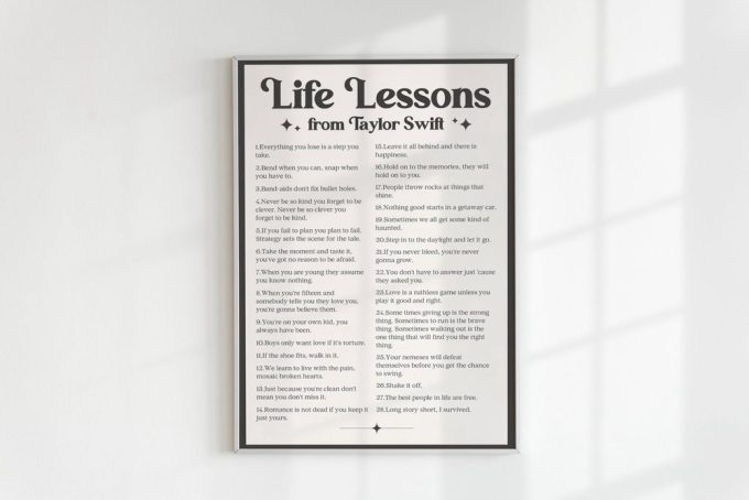 Life Lessons Tay.lor S.wi.ft Poster, Tay.lor S.wi.ft Lyrics 3
