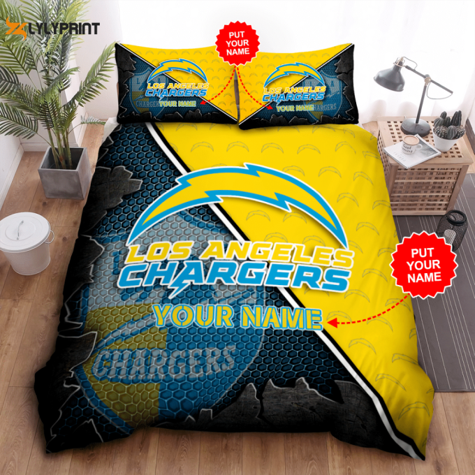 Los Angeles Chargers Duvet Cover Bedding Set Gift For Fans Bd399 1