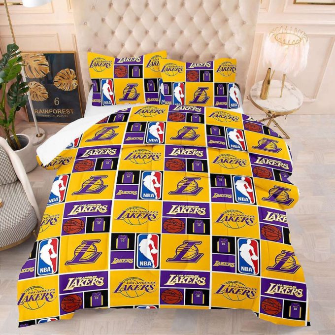 Los Angeles Lakers Duvet Cover Bedding Set Gift For Fans 2024 Bd411 2