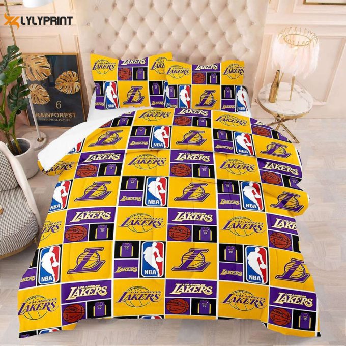 Los Angeles Lakers Duvet Cover Bedding Set Gift For Fans 2024 Bd411 1