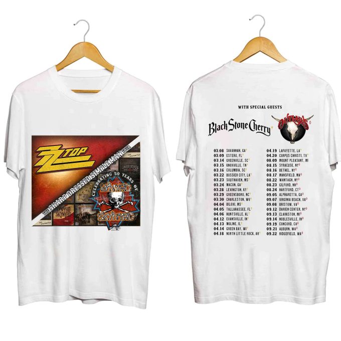 Lynyrd Skynyrd Zz Top Tour 2024 Shirt, Zz Top World Tour 2024 Shirt, Lynyrd Skynyrd Tour 2024 Tee, Sharp Dressed Simple Man Us Tour Shirt 2