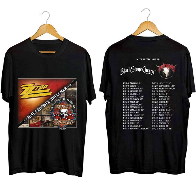 Lynyrd Skynyrd Zz Top Tour 2024 Shirt, Zz Top World Tour 2024 Shirt, Lynyrd Skynyrd Tour 2024 Tee, Sharp Dressed Simple Man Us Tour Shirt 1