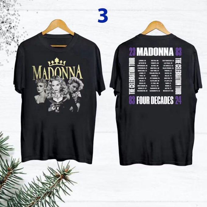 Madonna The Celebration Tour 2024 Unisex T-Shirt Sweatshirt, Madonna 2024 Concert Tee, 2024 Tour Dates, Madonna Concert Shirt 4