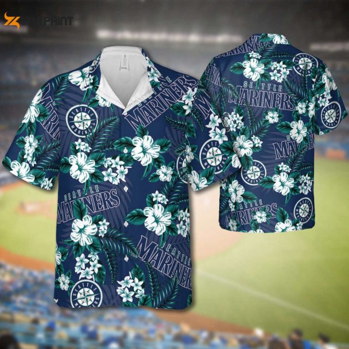 Mariners Baseball Hawaiian Flowers Pattern, Seattle Baseball Hawaiian Shirt For Men Women Kids 1