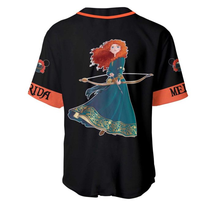 Merida Princess Black Orange Teal Jersey, Disney Custom Baseball Jersey 2