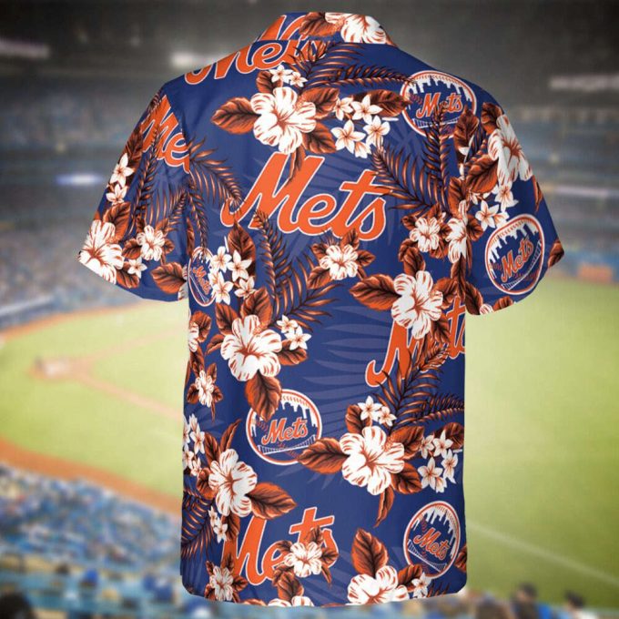 Mets Baseball Hawaiian Flowers Pattern, New York Baseball Hawaiian Shirt For Men Women 2