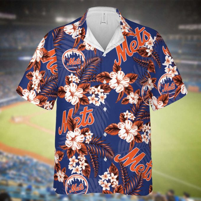 Mets Baseball Hawaiian Flowers Pattern, New York Baseball Hawaiian Shirt For Men Women 3
