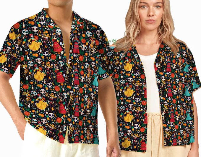 Mexican Couple De Los Muertos Hawaiian Shirt 2