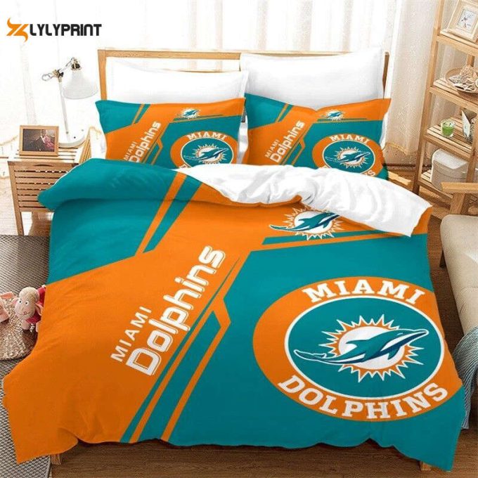 Miami Dolphins Duvet Cover Bedding Set Gift For Fans 1