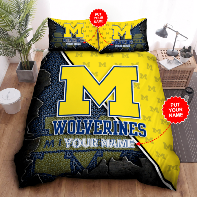 Michigan Wolverines Duvet Cover Bedding Set Gift For Fans 2024 Bd479 2