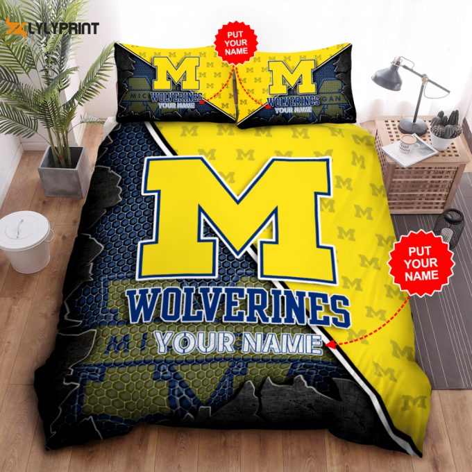 Michigan Wolverines Duvet Cover Bedding Set Gift For Fans 2024 Bd479 1