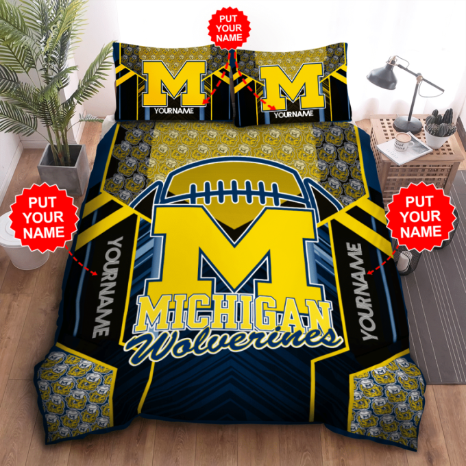 Michigan Wolverines Duvet Cover Bedding Set Gift For Fans 2024 Bd480 2