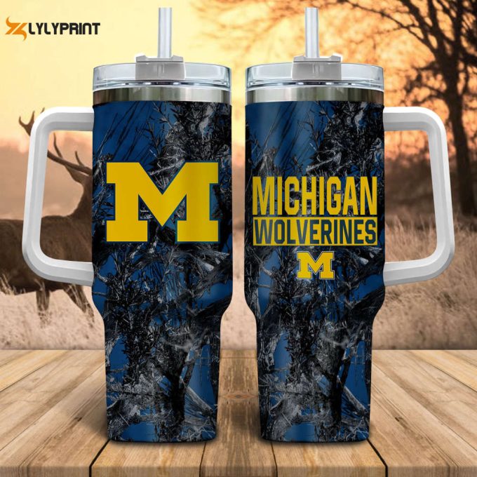 Michigan Wolverines Ncaa Hunting Personalized Stanley Tumbler 40Oz 1