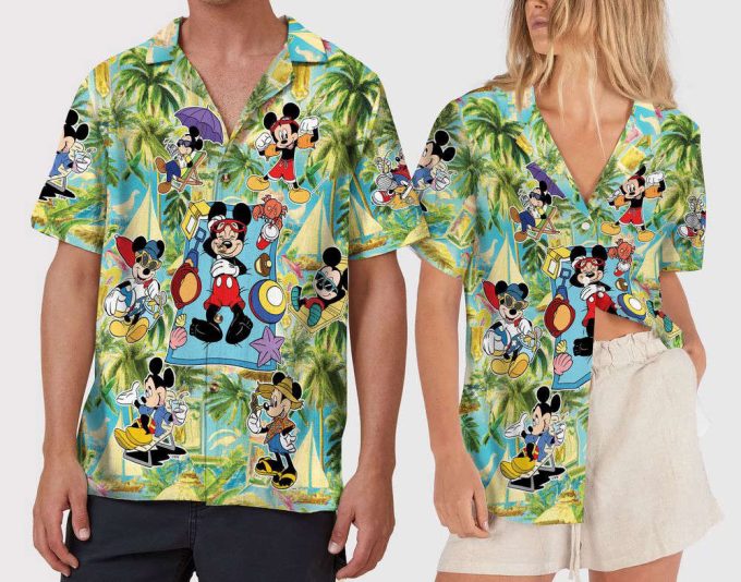 Mickey Aloha Button Up Shirt, Summer Disney Hawaiian Shirt, Disneyland Vacation 2