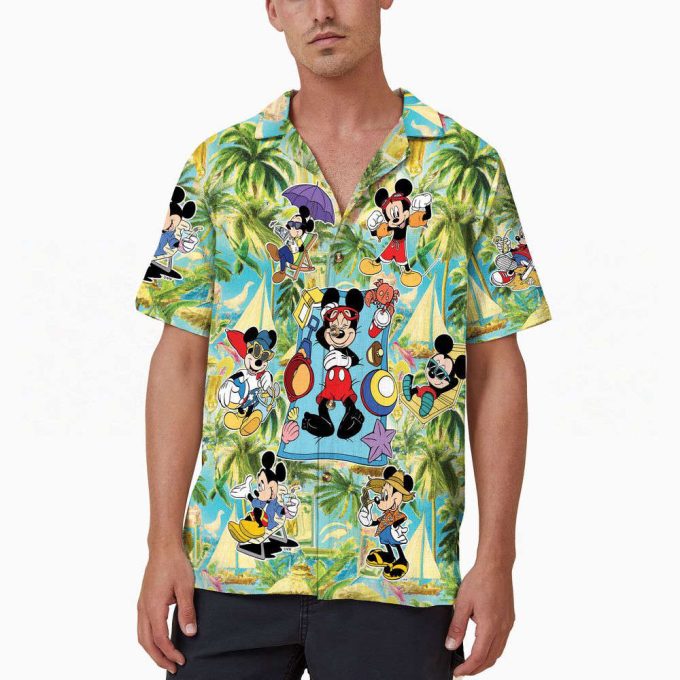 Mickey Aloha Button Up Shirt, Summer Disney Hawaiian Shirt, Disneyland Vacation 3