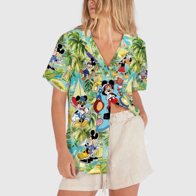 Mickey Aloha Button Up Shirt, Summer Disney Hawaiian Shirt, Disneyland Vacation 4